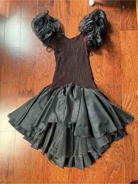 Vintage Susan Roselli 80ms drop waist black and burgundy dress